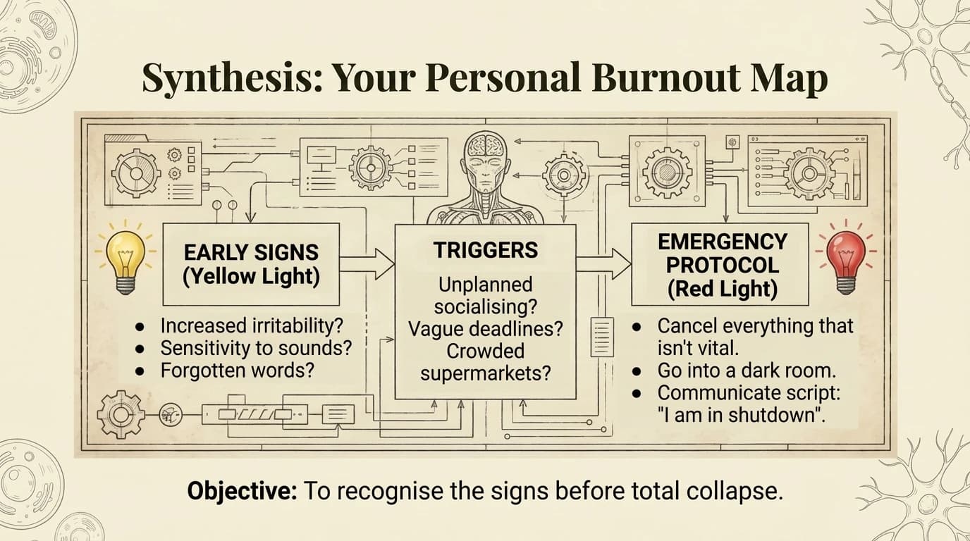 Your personal burnout map - synthesis with early warnings progression and intervention points