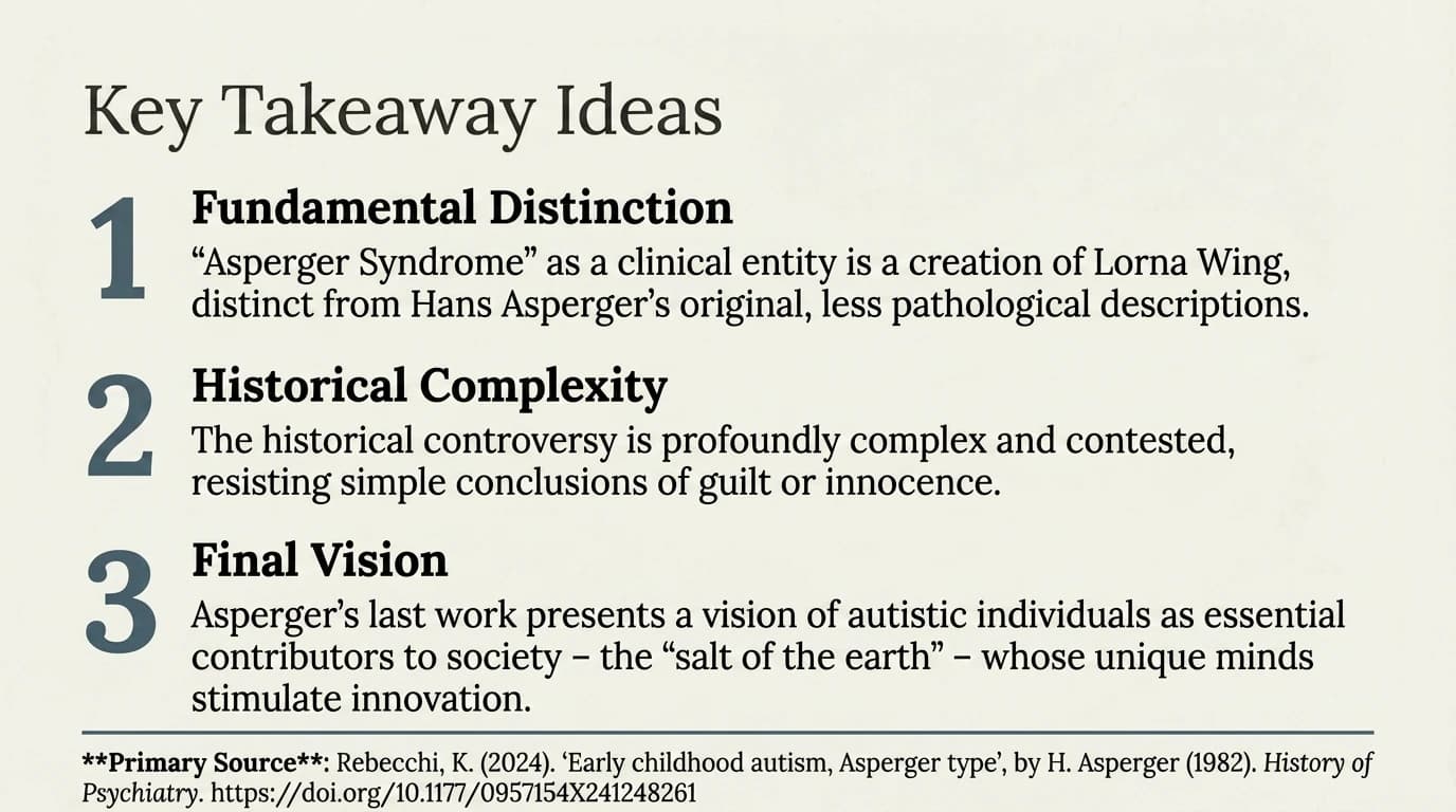Key conclusions — the syndrome distinction, historical complexity, the contribution to understanding autism