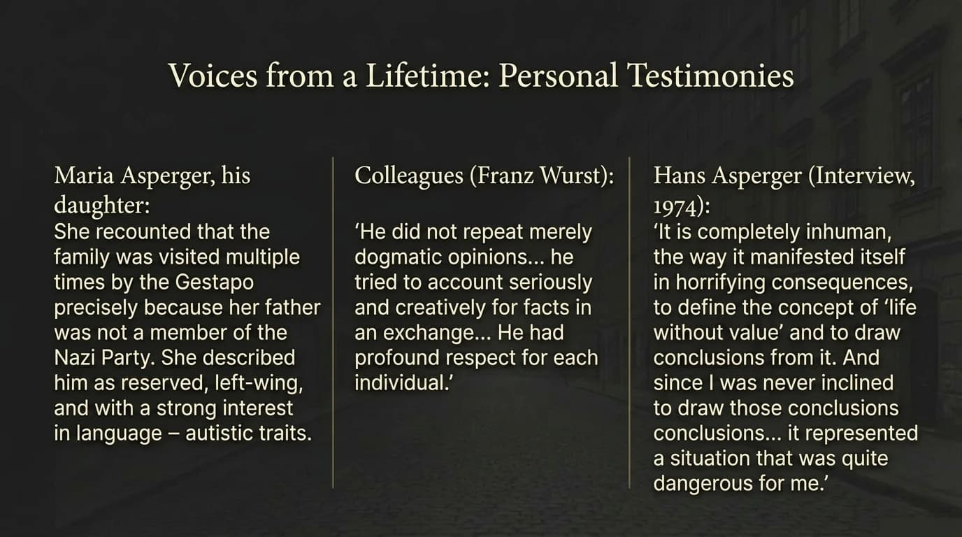 Maria Asperger, Wurst and the 1974 quote — three columns of testimony