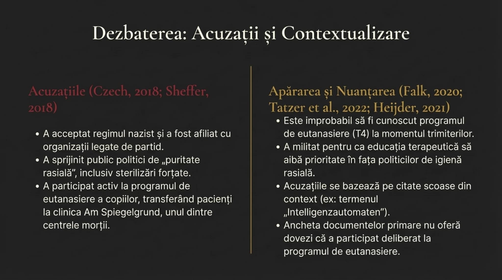 Acuzații vs Contextualizare — Czech/Sheffer vs Falk/Tatzer/Heijder