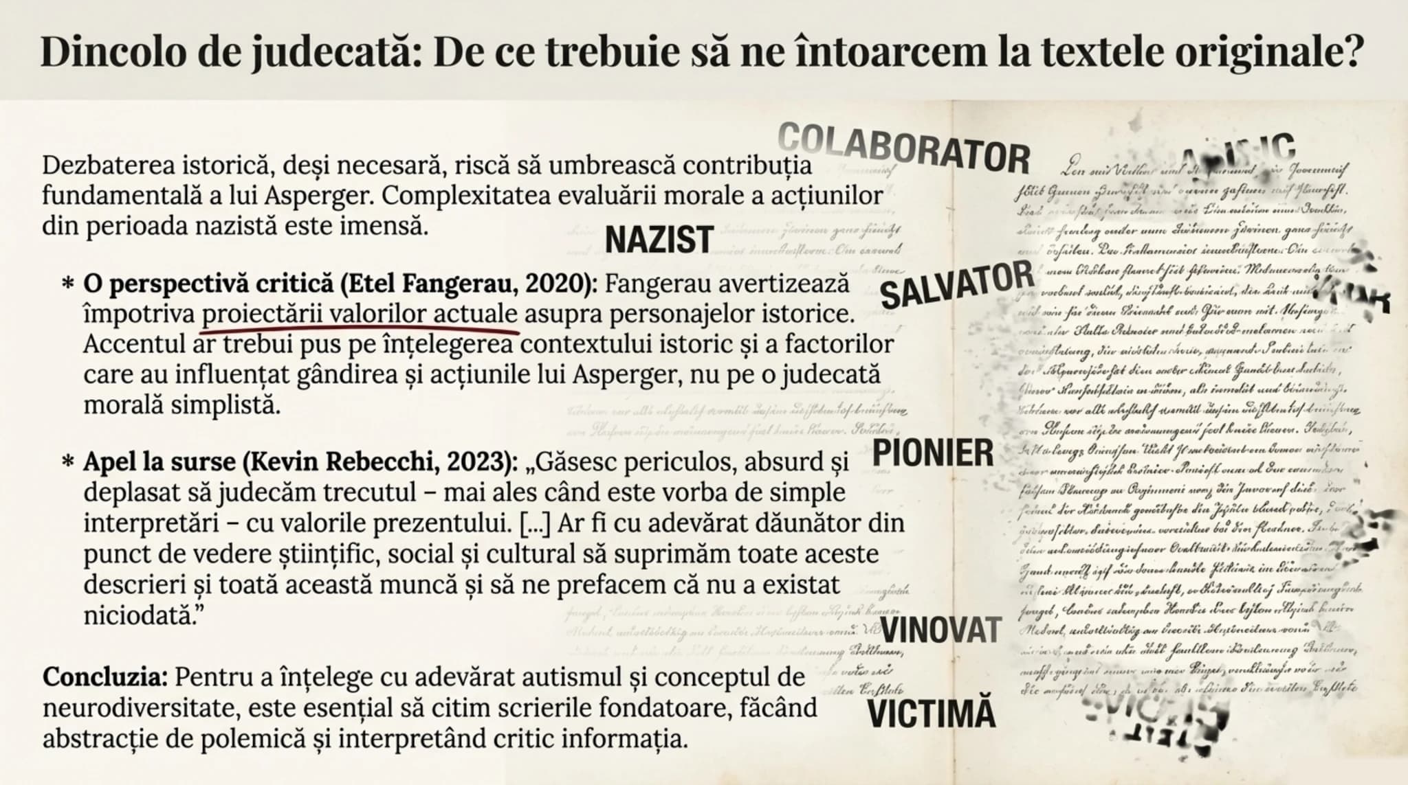 De ce să ne întoarcem la textele originale? — Fangerau și Rebecchi, fundal cu etichete suprapuse