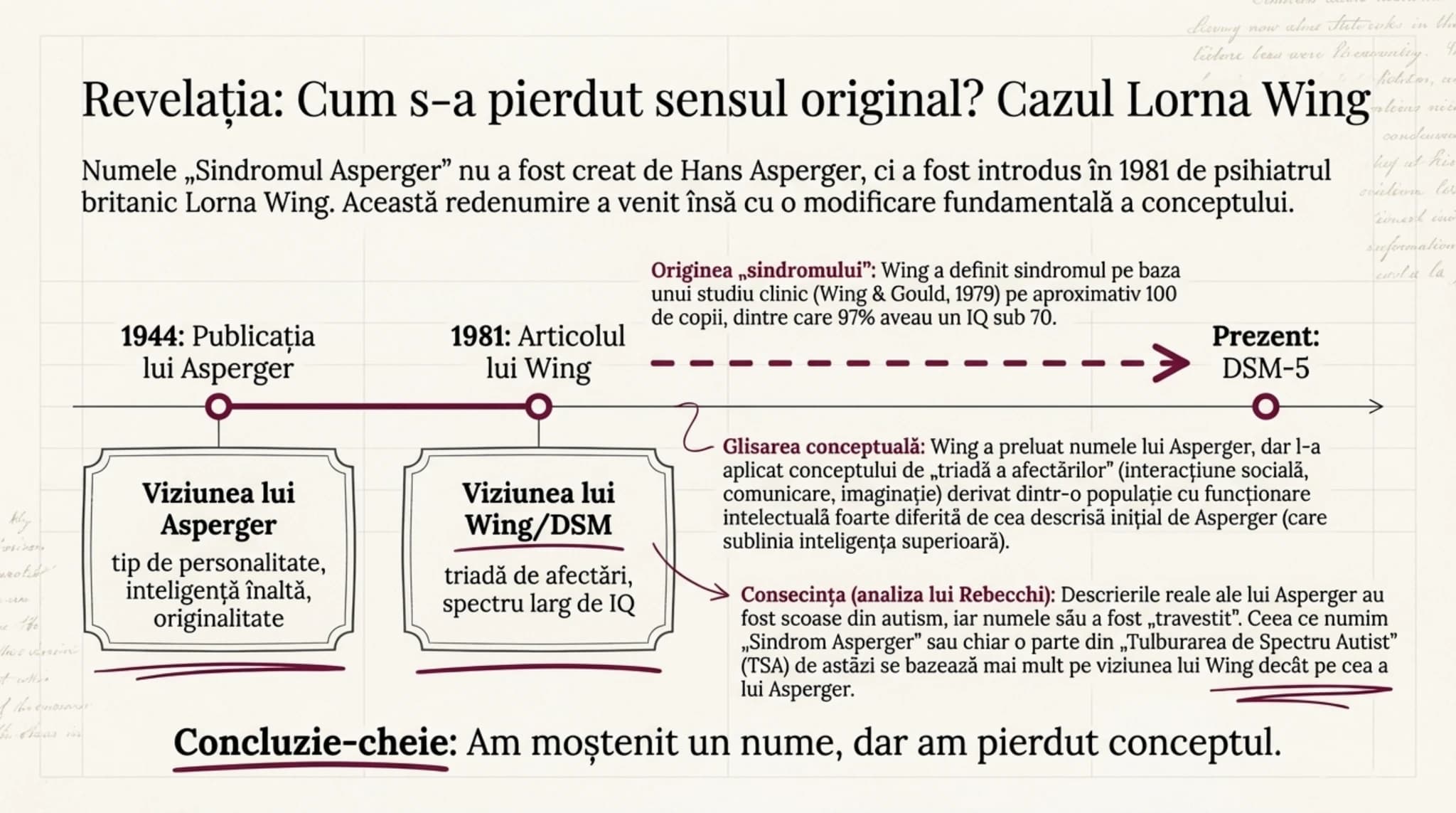 Cum s-a pierdut sensul original? Cazul Wing — timeline 1944 → 1981 → DSM-5