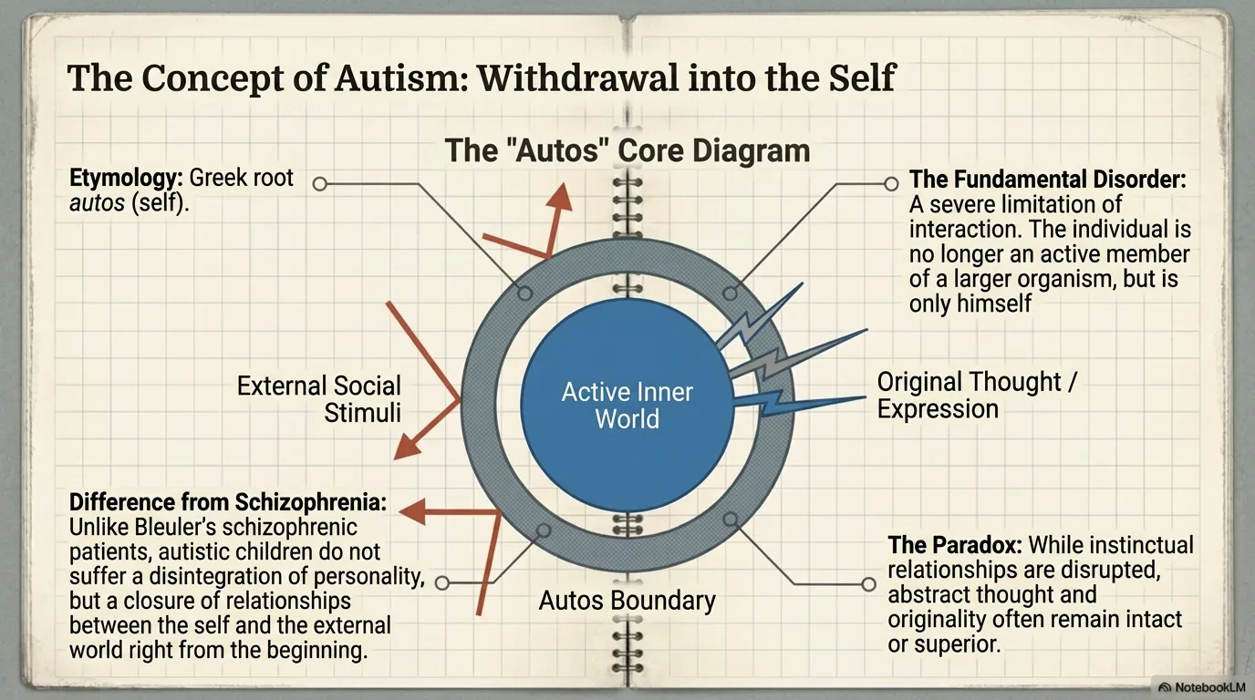 Etymology diagram: from Greek 'autos' (self) to the concept of autism