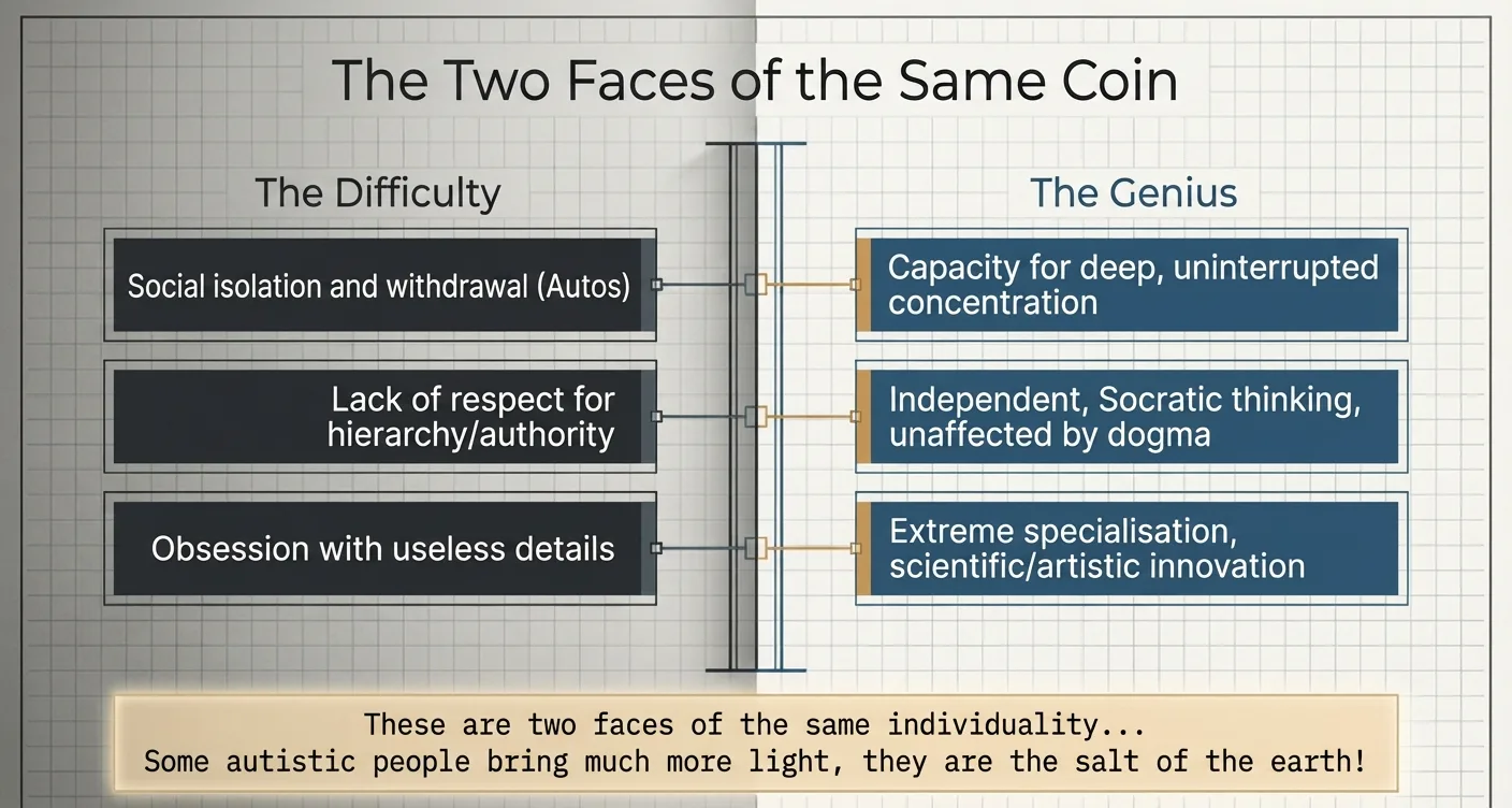 Two faces of autism: abilities and difficulties as inseparable sides